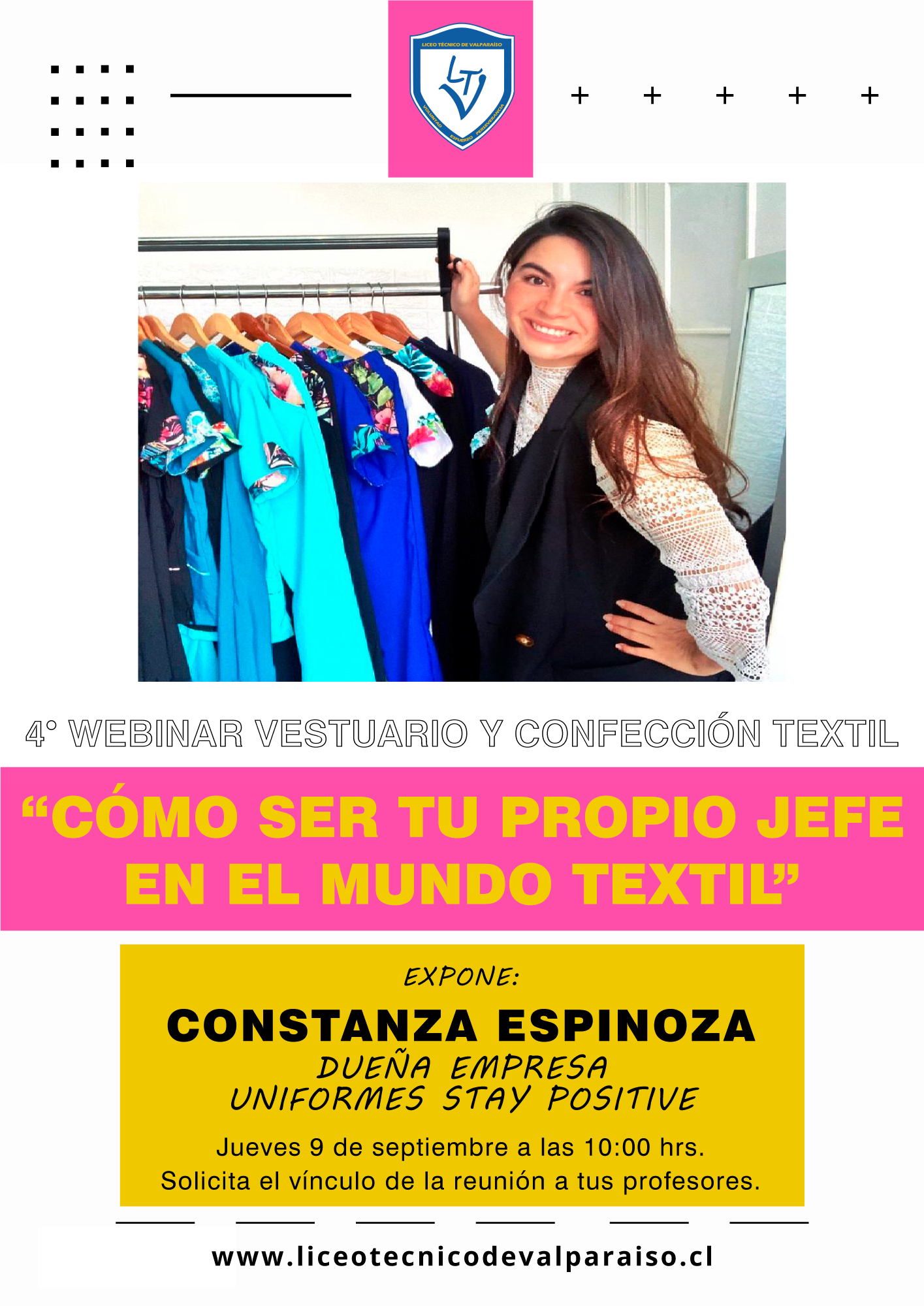 Vestuario y Confección Textil invita al webinar: «Cómo ser tu propio jefe  en el mundo textil» – Liceo Tecnico de Valparaiso